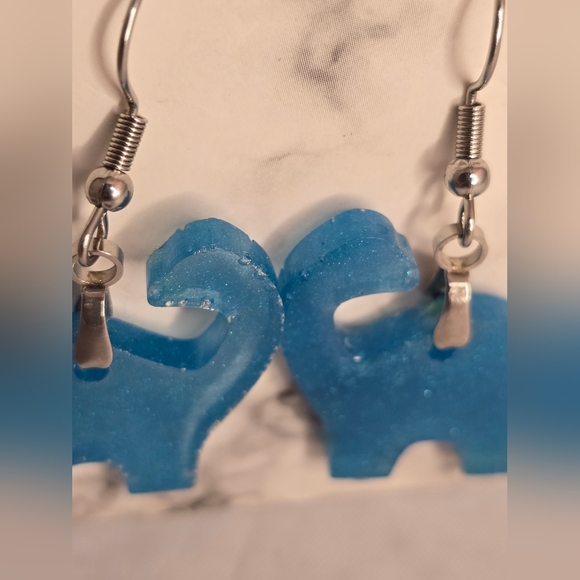 Jewelry - Blue Dinosaur Dangle Earrings Frosted Acrylic Animal Jewelry
